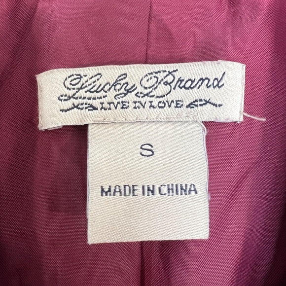 Lucky Brand burgundy linen blend 2 button roll sleeve unlined blazer jacket S - Picture 11 of 14